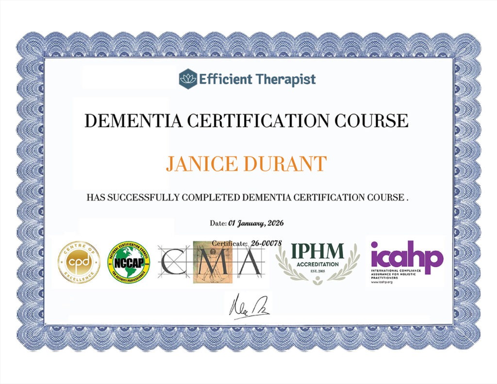 Dementia Certification Awarded to Janice Durant